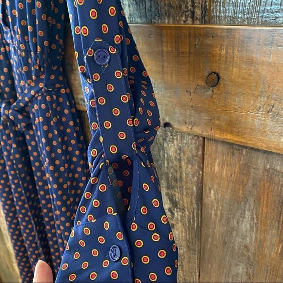 Coldwater Creek Sz 12 Blue Orange Circles Classic ‘90s Work Career Shirtdress - Picture 11 of 11